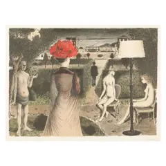 The Garden (Jacob 48) by Paul Delvaux, 1971, Lithograph in colors on Arches paper, sold Jan 2025