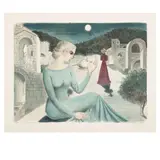 Paul Delvaux, Païolive (Jacob 75), 1974, Lithograph in colors on Arches paper with the publisher's watermark