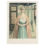 Paul Delvaux, The Empress (Jacob 72), 1974, Lithograph in colors on Arches paper with publisher's watermark
