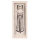 Paul Delvaux, Naïs Clothed; Naïs Unclothed (Jacob 96; 97), 1975, Two lithographs on wove paper with publisher's watermark, each signed in pencil and numbered 30/90 (there was also a sepia edition of 15 on japon nacré)