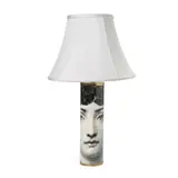 Piero Fornasetti, Viso Table Lamp, for Fornasetti Milano, lithographically printed metal, brass