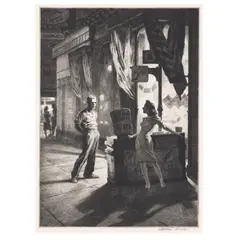 Martin Lewis, Chance Meeting (McCarron 131), 1940-41, Drypoint on laid paper