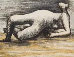 'Reclining Nude' by Henry Moore, etching and aquatint in color, 1983, offered Jun 2023