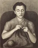Harold Anchel, Woman Knitting, lithograph, ca. 1935-43