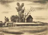 William Judson Dickerson, Farm Buildings, lithograph, 1936