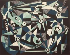 'Constellation' by Helen Gerardia, lithograph in colors, offered Jun 2023
