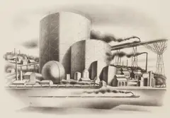 Albert William Heckman, Industrial Scene, lithograph, estate