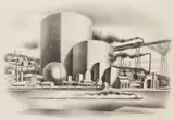 Albert William Heckman, Industrial Scene, lithograph, estate