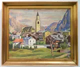 Otto Trubel, - European Village-, oil on canvas