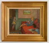 Madeleine Plantey, - Girl Reading-, oil on canvas