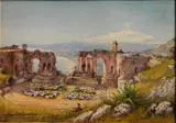 Conrad H. R. Carellli, - Ruins Near the Coast-, gouache on paper