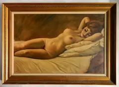Helmut Breuninger, - Reclining Nude-, oil on canvas