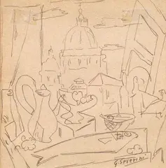 Natura morta davanti alla Cupola di San Pietro by Gino Severini, 1943, offered Apr 2018