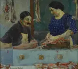 Romeo Costetti, Conversando (fronte); Paesaggio (retro)