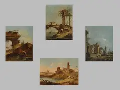 Lotto composto da quattro capricci by Francesco Guardi, A) Capriccio rustico con ponte, offered Apr 2018