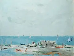 Spiaggia by Adriano Spilimbergo, 1962, offered Feb 2018