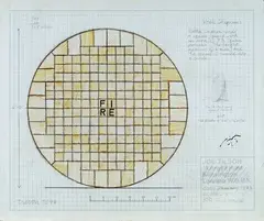 Fire wheel by Joe Tilson, 1973, mixed media on paper, offered Feb 2018