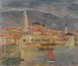Ferruccio Scattola, Paesaggio ligure (fronte); antica porta (retro)