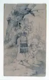 Filippo Palizzi, Pastorella con gregge, pencil on paper