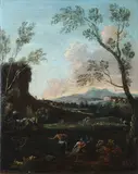 Antonio Diziani, Paesaggio fluviale con figure, expertise di Federica Spadotto on paper intestata.