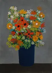 Fiori by Marcello Boccacci, encausto on cardboard, offered Jan 2018