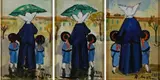 Trittico di monachine by Rodolfo Marma, 1973, trittico di monachine realizzato ad oil on due tavolette in compensato and un canvas board, offered Jan 2018