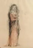 Figura femminile by Giacomo Manzù, Timbro Einaudi in basso a sinistra. Esemplare proveniente dalla cartella "Quarantun disegni di Giacomo Manzù, offered Jan 2018
