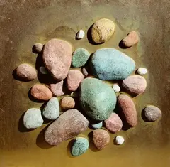 Oro e pietre by Piero Gilardi, 1998, poliuretano espanso on panel, offered Dec 2017