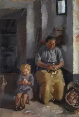 Interno con figure by Ugo Vittore Bartolini, 1922, offered Dec 2017