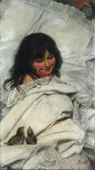 Gaetano Bellei, Bambina al risveglio con uccellini