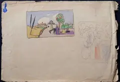 Riposo durante la fuga in egitto e bozzetto by Enrico Bettarini, watercolour on paper, offered Nov 2017