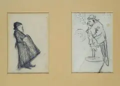 Due caricature by Luigi Michelacci, pencil on paper (and busta) da lettere, offered Nov 2017