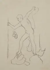 Ragazzo (fronte); Uomo con cane (retro) by Dante Vincelles, Sul verso: "disegni di Dante Vincelles/Umberto Marianelli"., offered Nov 2017