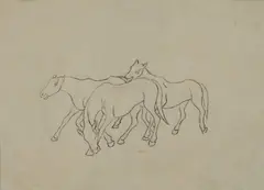 Cavalli by Dante Vincelles, Sul verso appunto manoscritto: "Disegni di Dante Vincelles/Umberto Marianelli"., offered Nov 2017