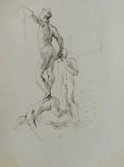 Il Perseo by David Abraham Bueno de Mesquita, ink on paper, offered Nov 2017