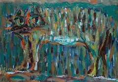 Silvio Loffredo, Gatto, 1971, oil on canvas board