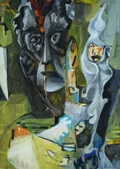 Senza titolo by Sandro Chia, 1988, tempera on card applicato on masonite, offered Oct 2017