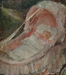 Lillo nella culla by Armando Spadini, oil on canvas, offered Oct 2017