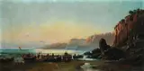 Francesco Saverio Torcia, Paesaggio costiero con pescatori, 1889