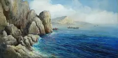 Michele Federico, Capri, 1889, Sul verso: etichetta Esposizione Arte Roma. Sul verso: certificato di garanzia.