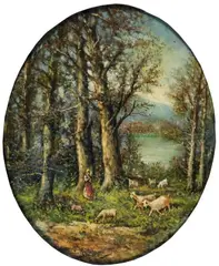 John Califano, Paesaggio con pastorella e greggie