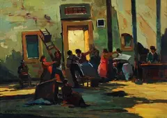 Baruffa by Renato Natali, oil on compensato, offered Jul 2017