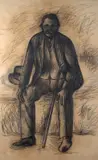 Uomo seduto by Ottone Rosai, 1935, charcoal on paper, offered Jul 2017