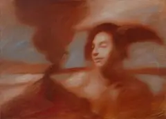 Cavaliere di luce by Omar Galliani, 1985, autentica dell'autore on foto. Sul verso: firma, offered Jul 2017