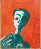 Testa Fondo Rosso 1968 by Virgilio Guidi, oil on canvas cm, offered Dec 2019