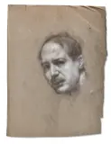 Francesco Camarda, Autoritratto, charcoal rialzato a biacca on paper