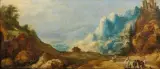 Joos de Momper, Paesaggio Montano Con Castello E Viandanti