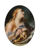 Ignazio Stern, Maddalena Penitente, oil on canvas ovale