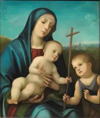 Giacomo Raibolini, Madonna Con Bambino E San Giovannino, oil on panel