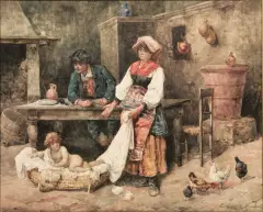 Giuseppe Gabani, Famiglia In Un Interno
